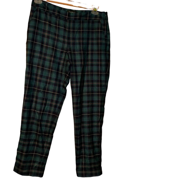 TALBOTS Women wool blend green plaid lined heritage pants size 12 petites 12P - Picture 1 of 4
